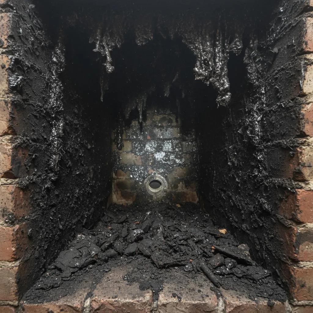 Creosote buildup found during chimney inspection