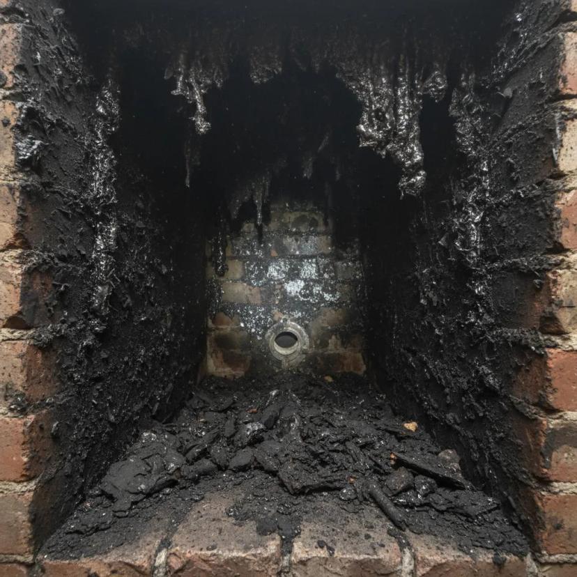 Creosote buildup found during chimney inspection